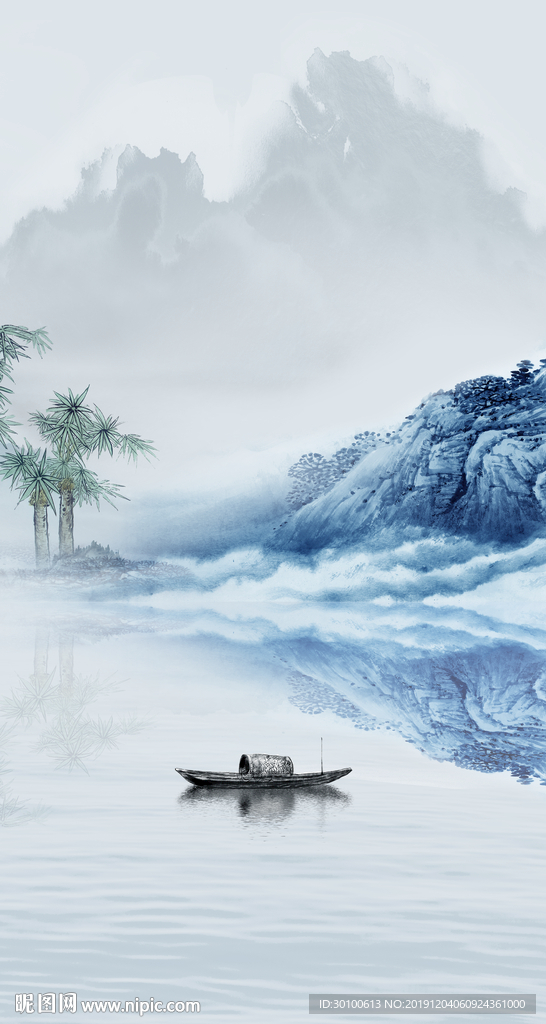 现代山水玄关画 tif分层