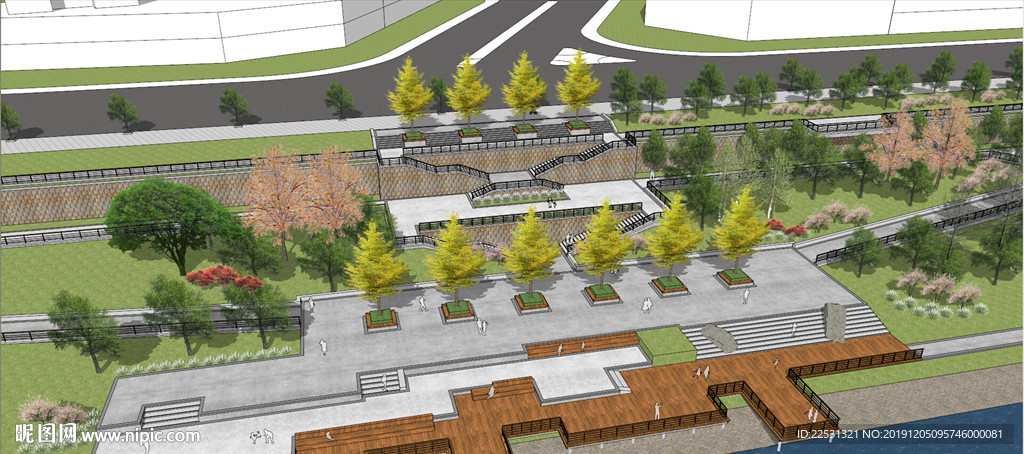 岸边公园景观模型SU