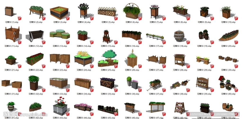 花钵坛木花箱景观