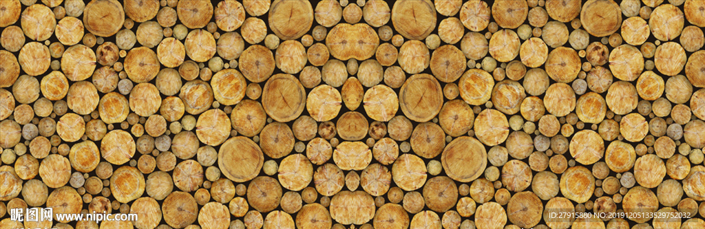 抽象复古圆木头无限拼接背景墙