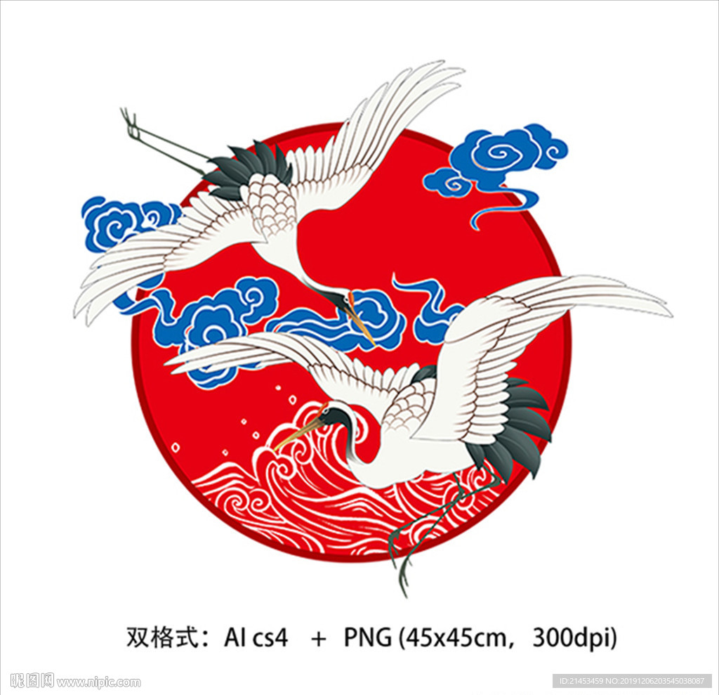 国潮仙鹤矢量图