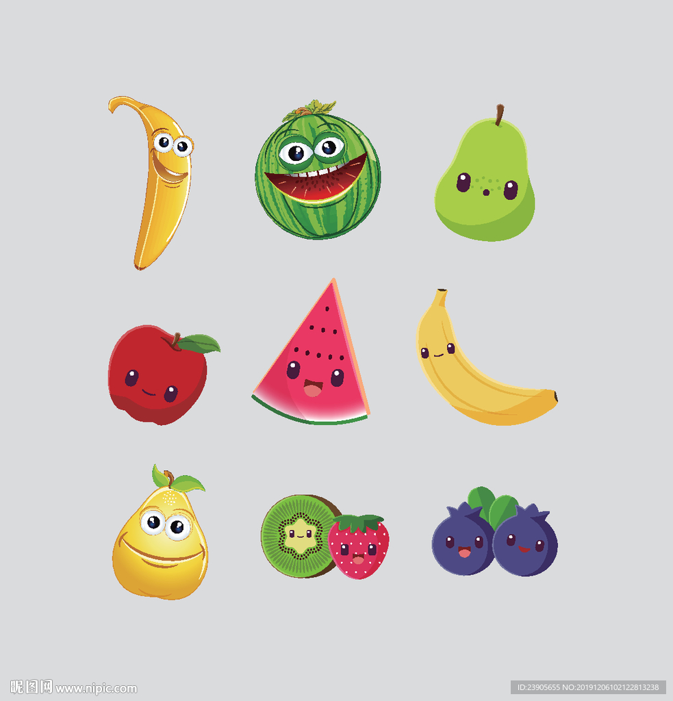 矢量水果公仔形象设计