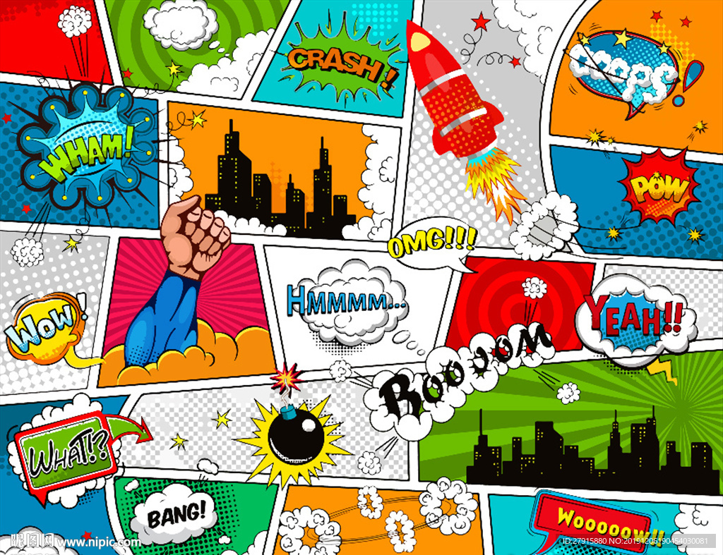 欧式卡通漫画儿童房装饰背景墙