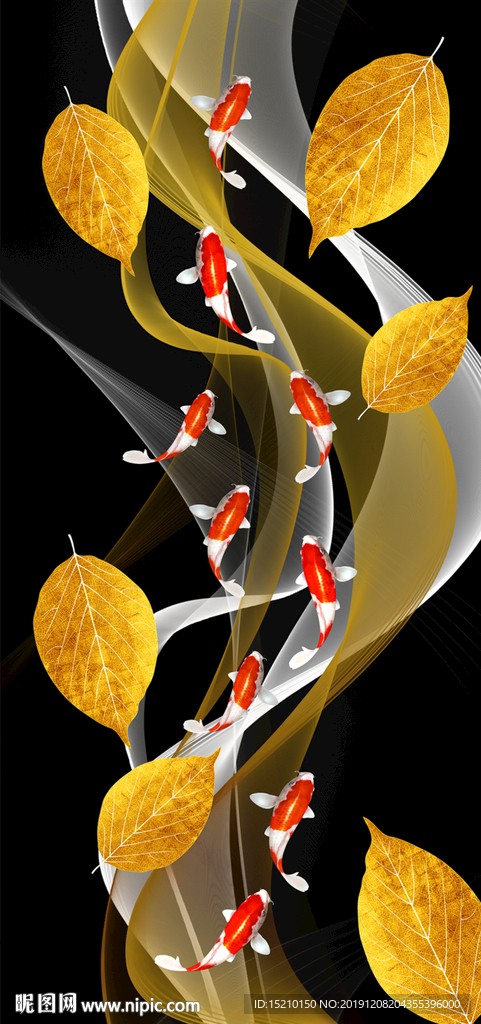 金色叶子玄关背景墙