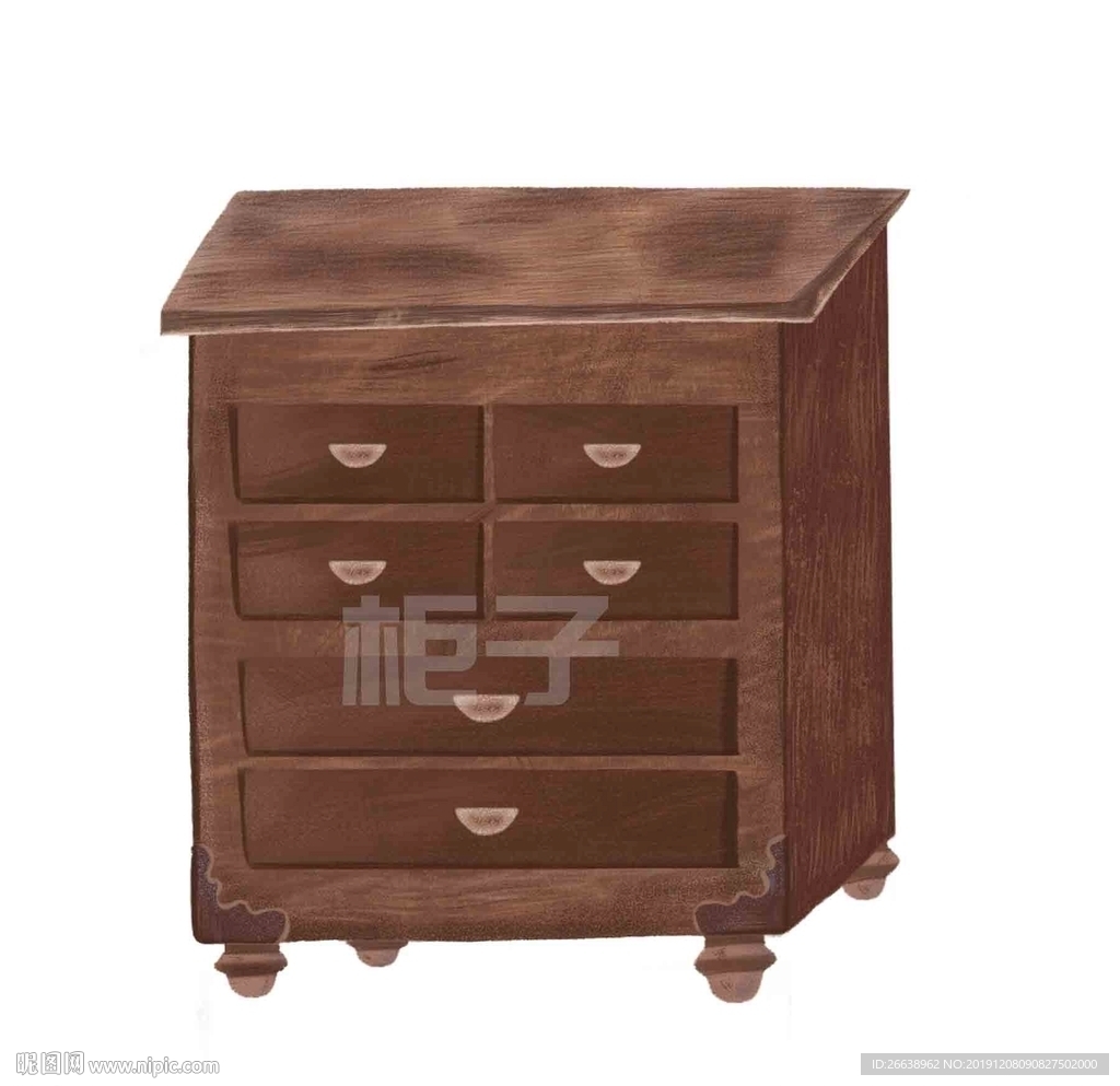 手绘木质柜子插画