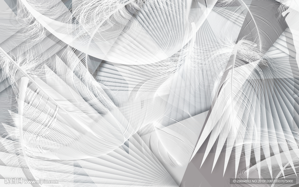 白色羽毛背景墙画 TIF分层