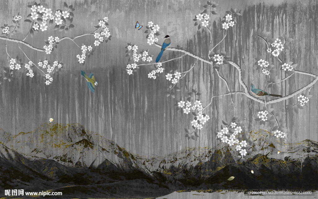 新品山水情国画 TIF分层