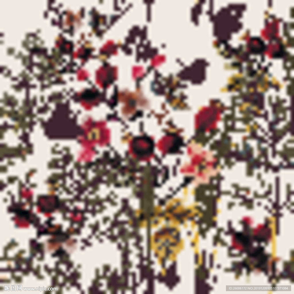 数码印花 大牌 复古小花