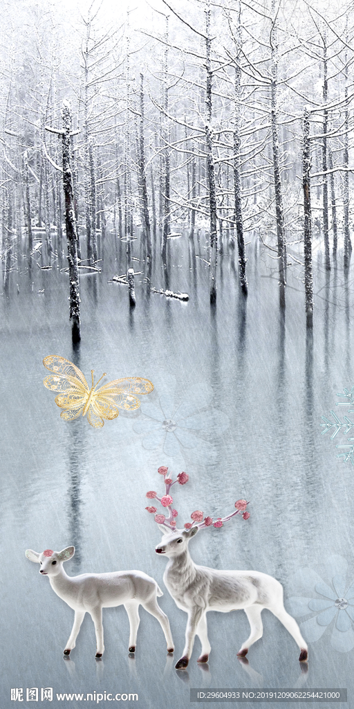 麋鹿玄关高档挂画 TIF分层