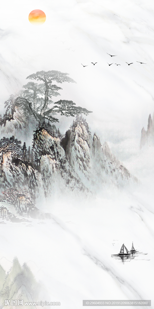 创意 山水画玄关 TIF分层