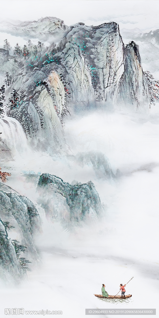 中式山水画玄关 TIF分层