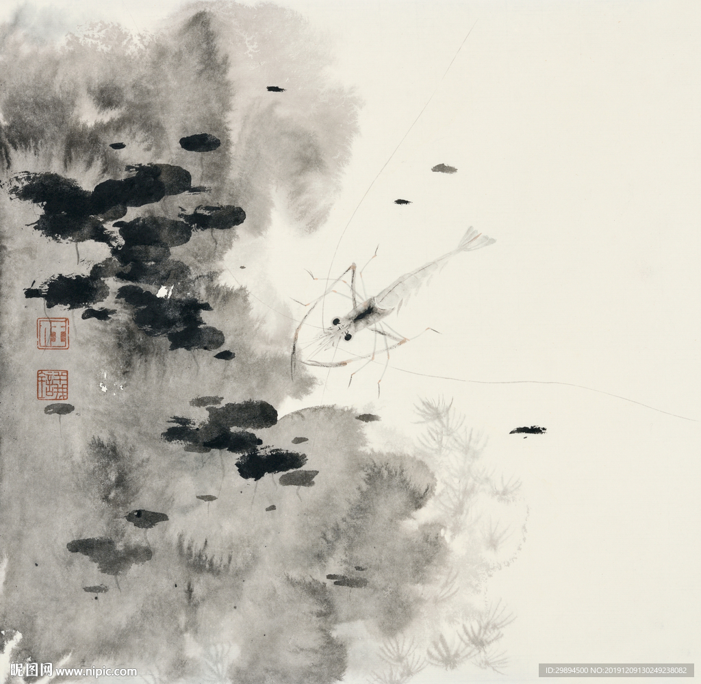 古典中式虾趣装饰画