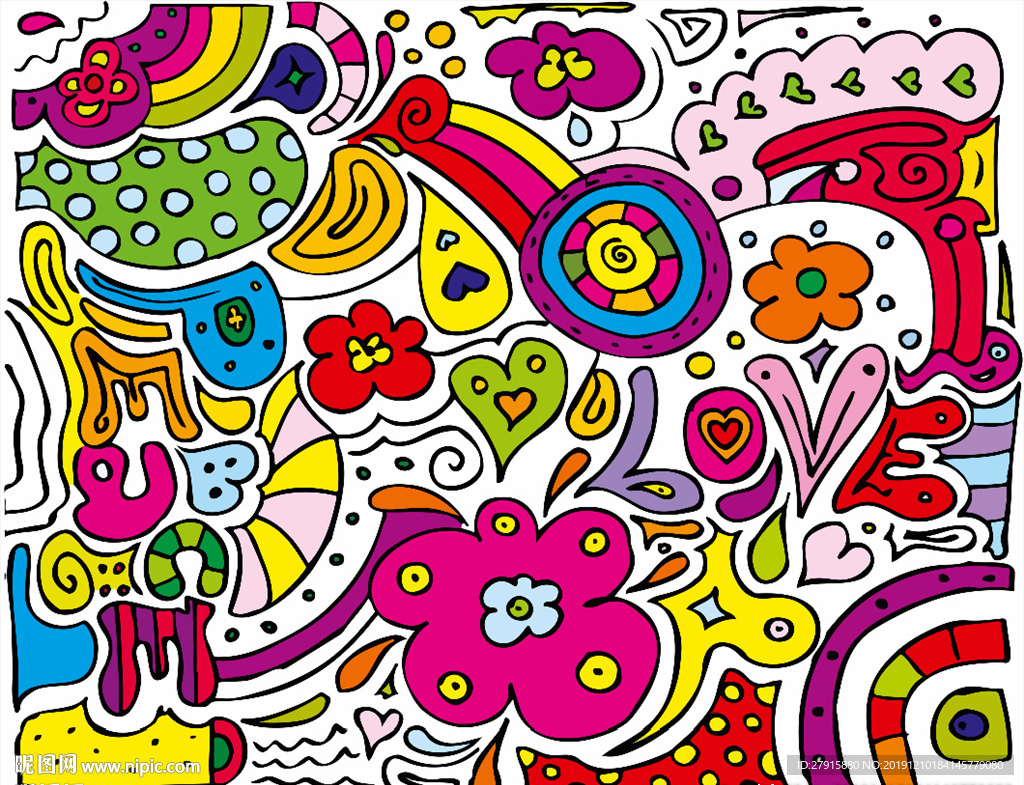 手绘卡通水彩装饰画背景墙