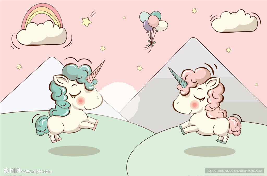 卡通儿童房装饰壁画背景墙