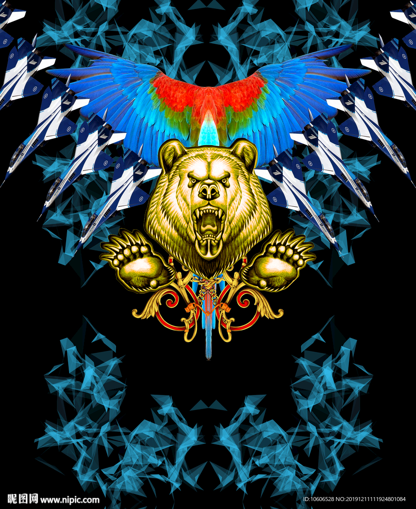 潮牌男装数码印花设计图案