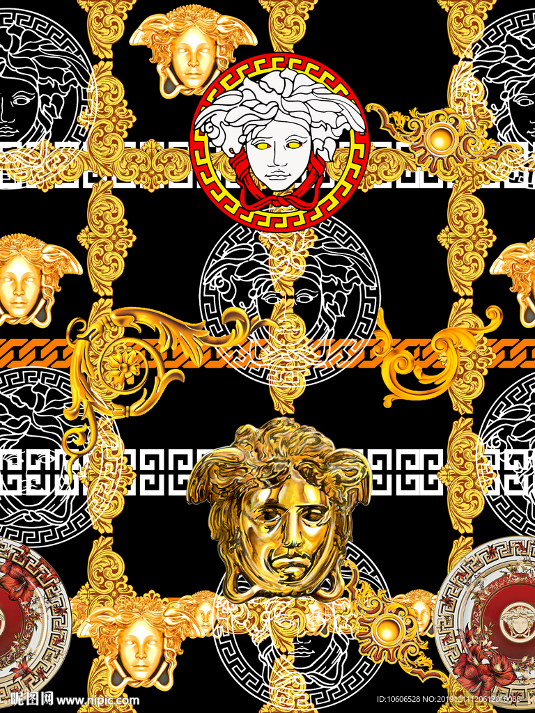 潮牌男装数码印花设计图案