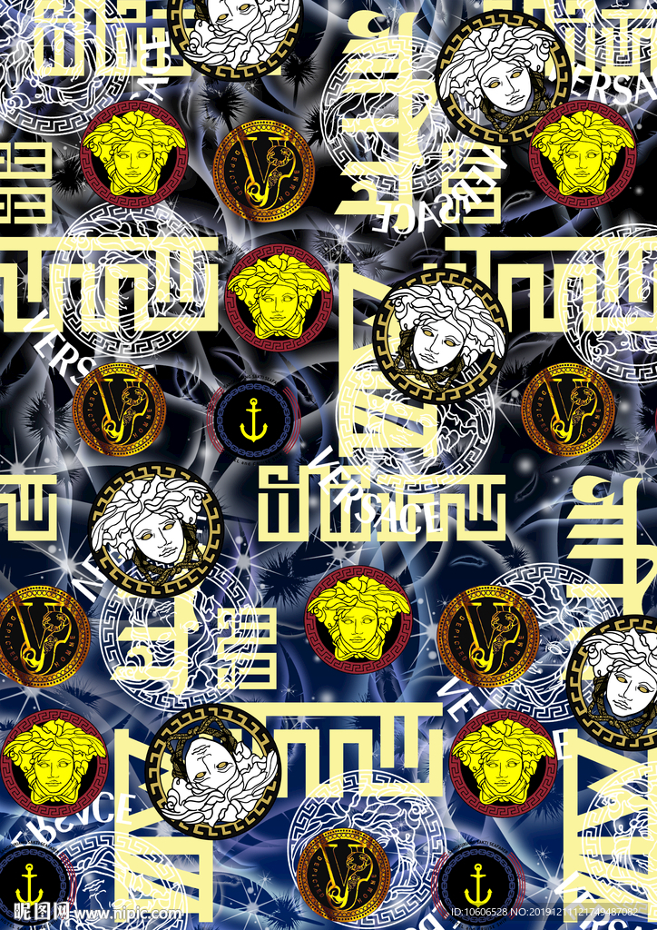 潮牌男装数码印花设计图案