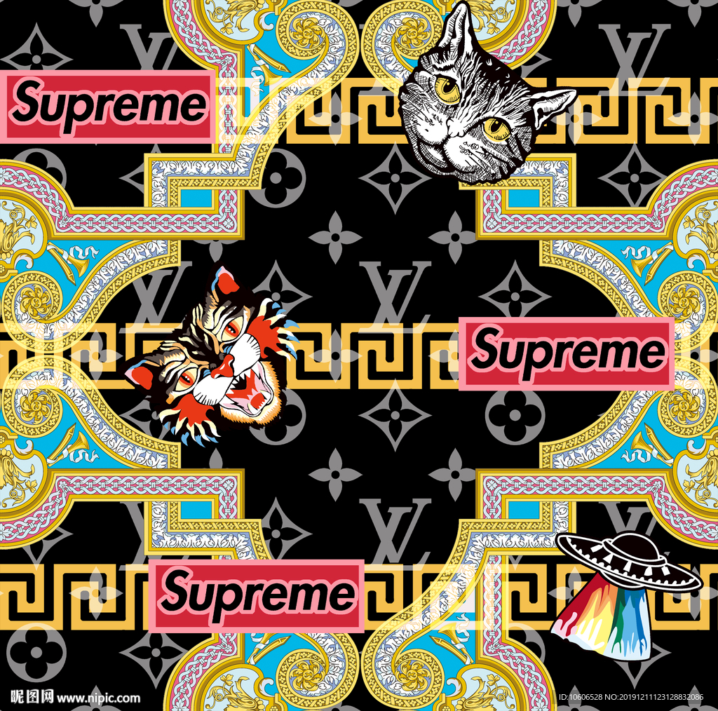 潮牌男装数码印花设计图案