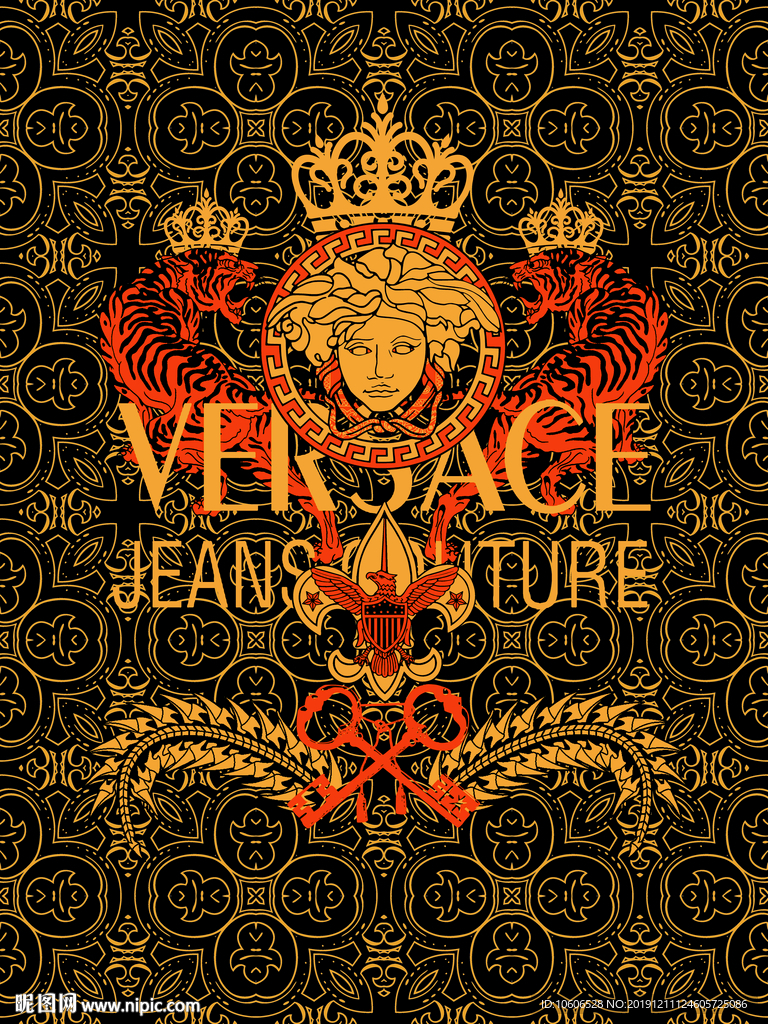 潮牌男装数码印花设计图案