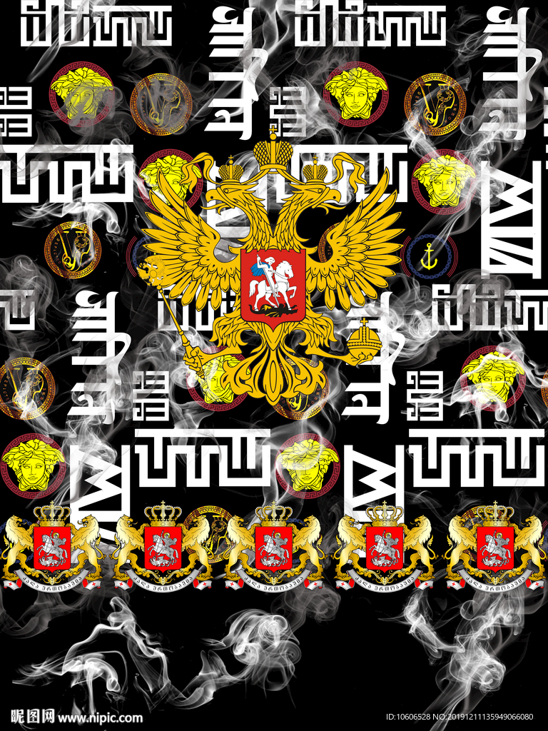 潮牌男装数码印花设计图案