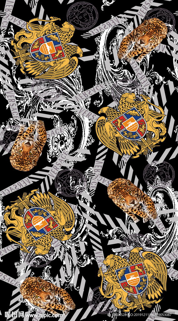 潮牌男装数码印花设计图案