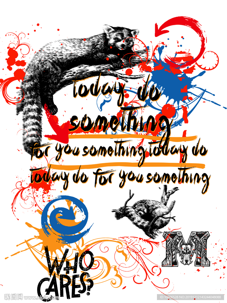 潮牌男装数码印花设计图案