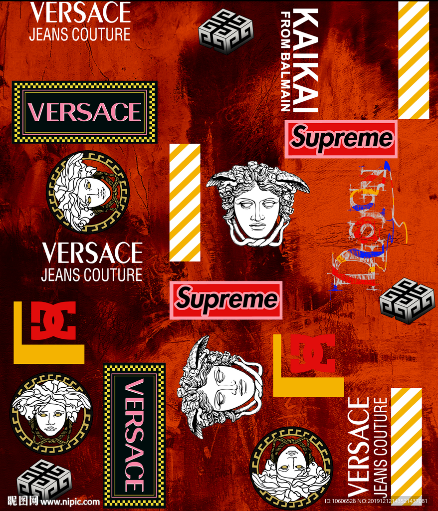 潮牌男装数码印花设计图案