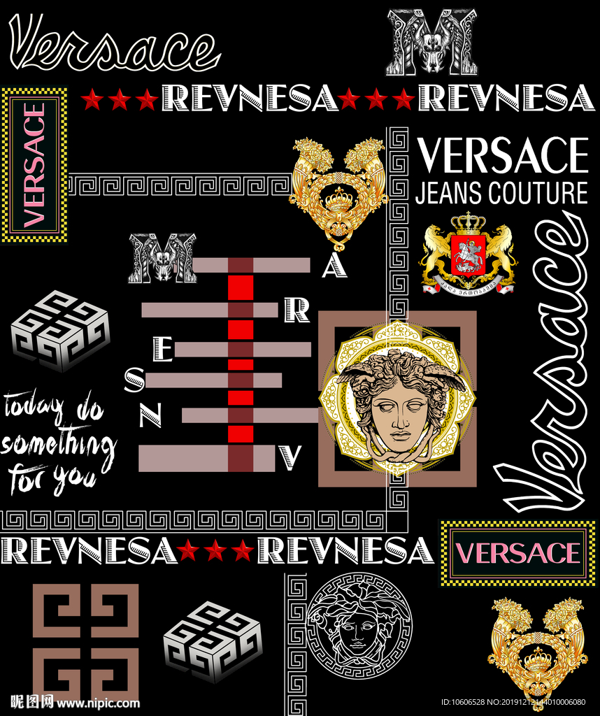 潮牌男装数码印花设计图案