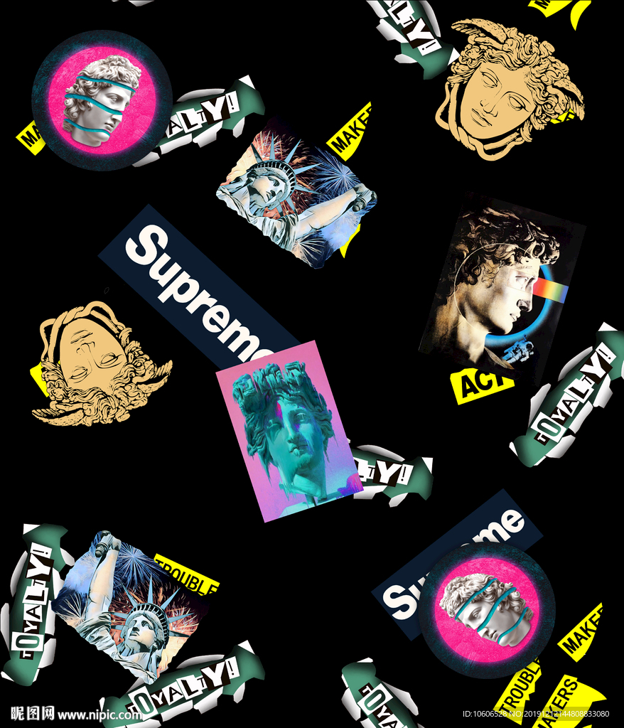 潮牌男装数码印花设计图案