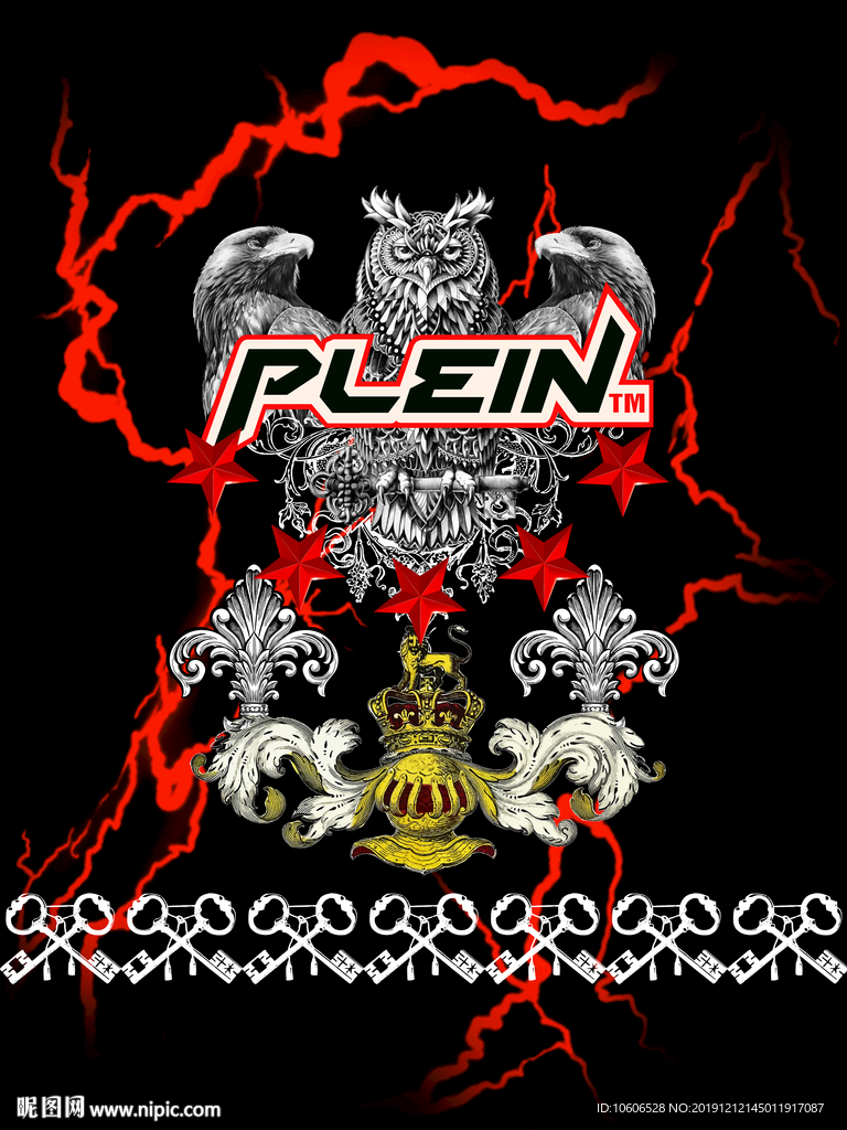 潮牌男装数码印花设计图案