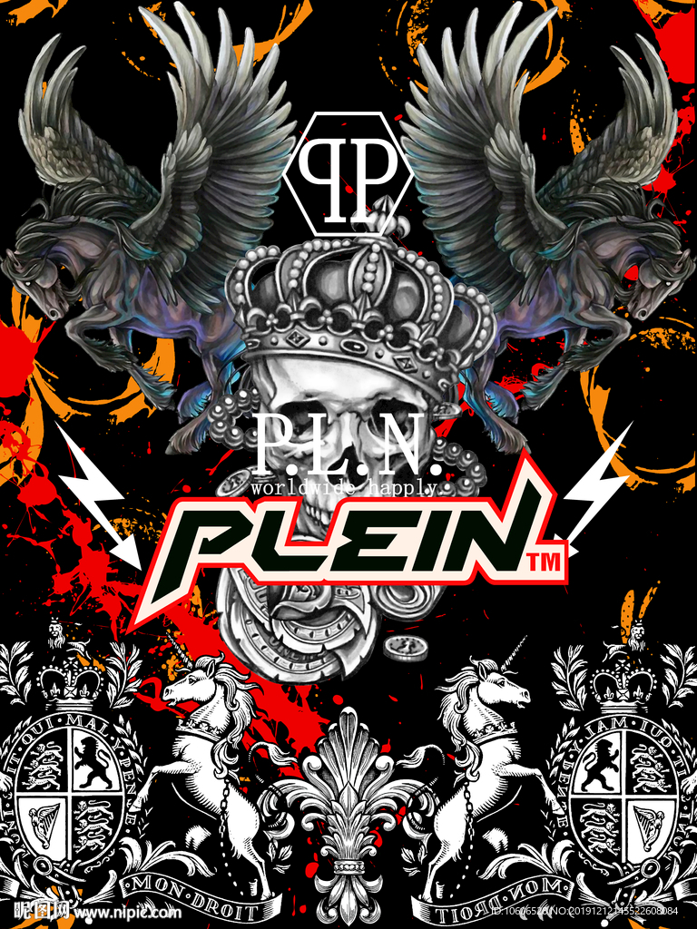 潮牌男装数码印花设计图案