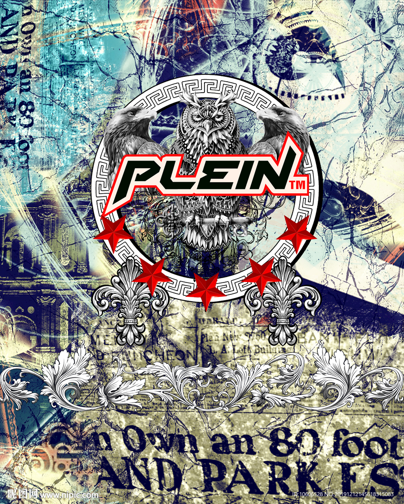 潮牌男装数码印花设计图案