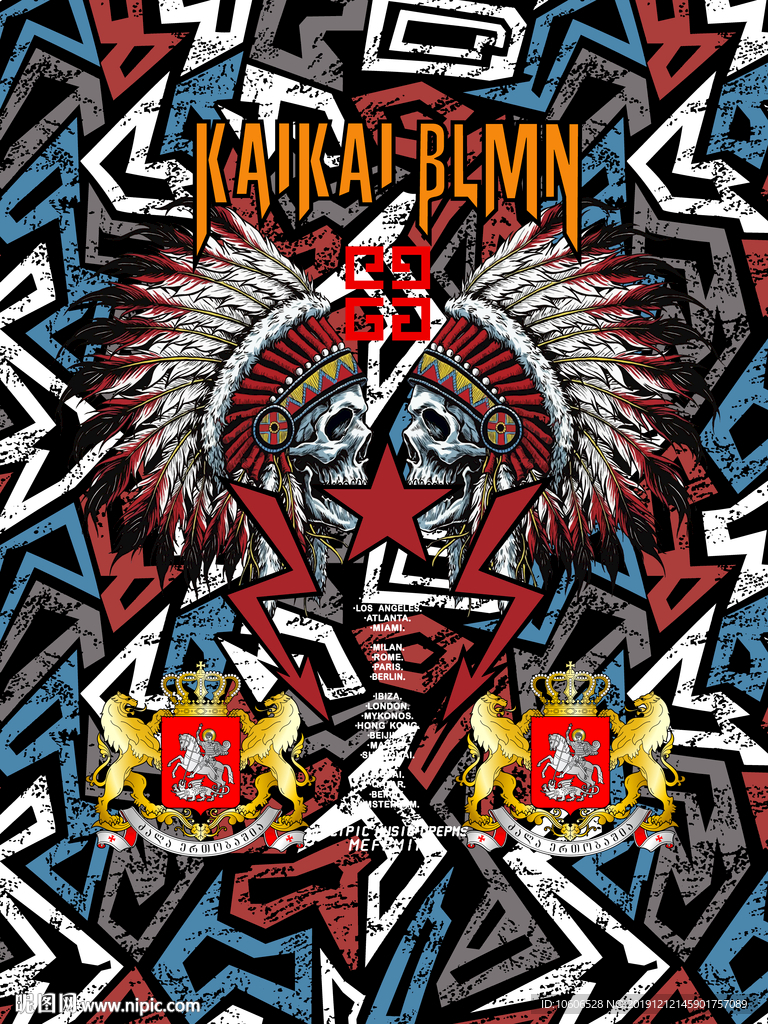 潮牌男装数码印花设计图案