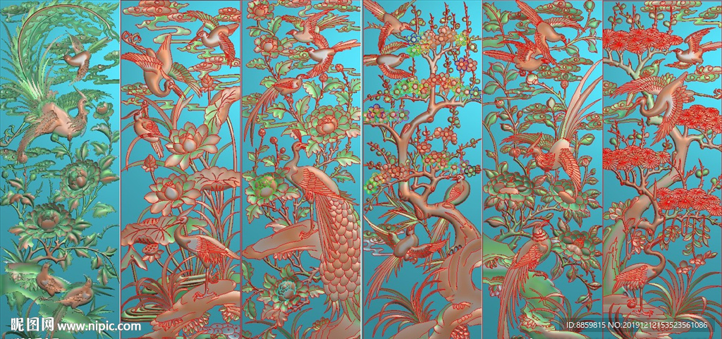 孔雀牡丹凤凰牡丹荷花梅花和鸟牡