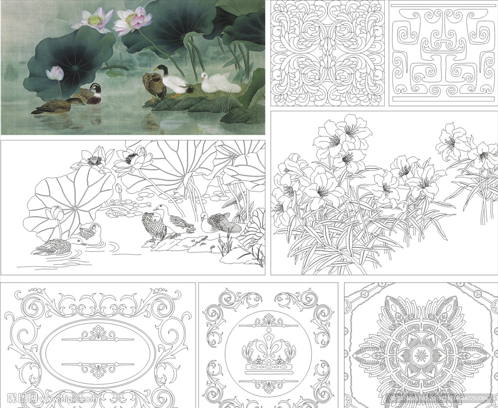 艺术玻璃荷水鸭刻绘