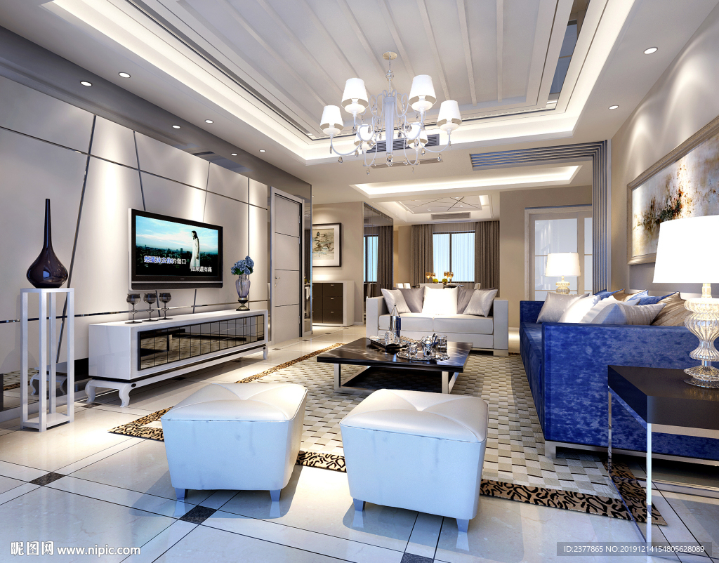 现代欧式风格装修客餐厅效果图