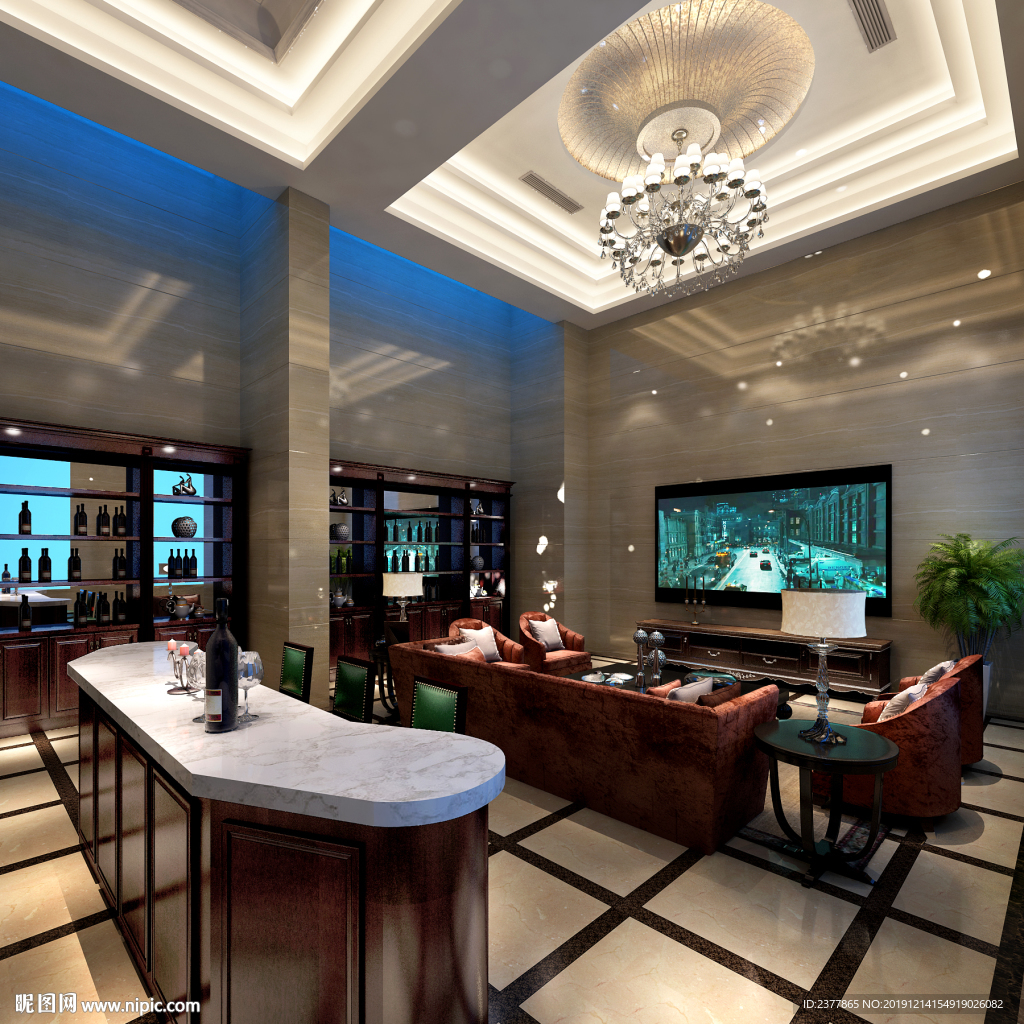 高档美式欧式装修客餐厅效果图