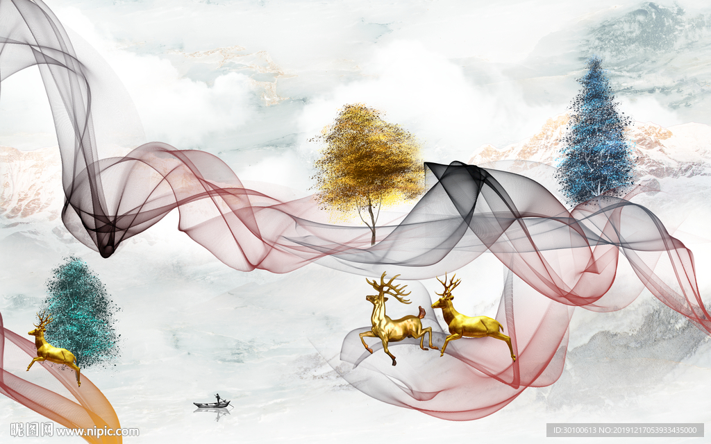 线条精美 装饰画 TIF分层