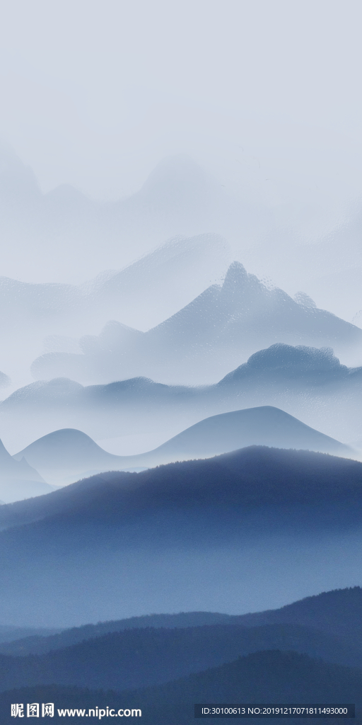 意境山水水墨画 tif分层