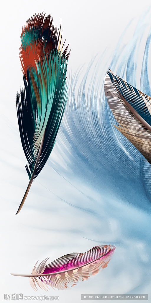 手绘玄关羽毛画 TIF分层