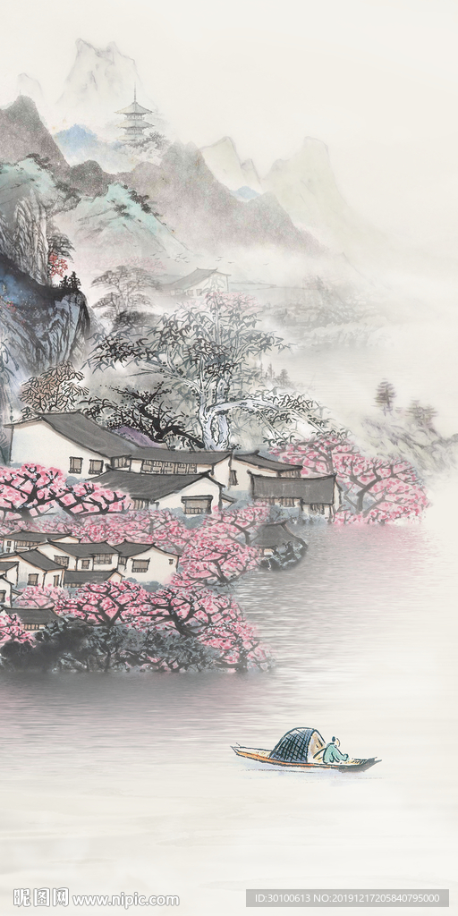 国画山水玄关新画 tif分层