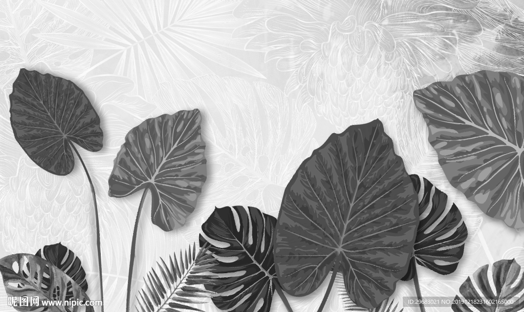 叶子现代装饰画 TIF分层