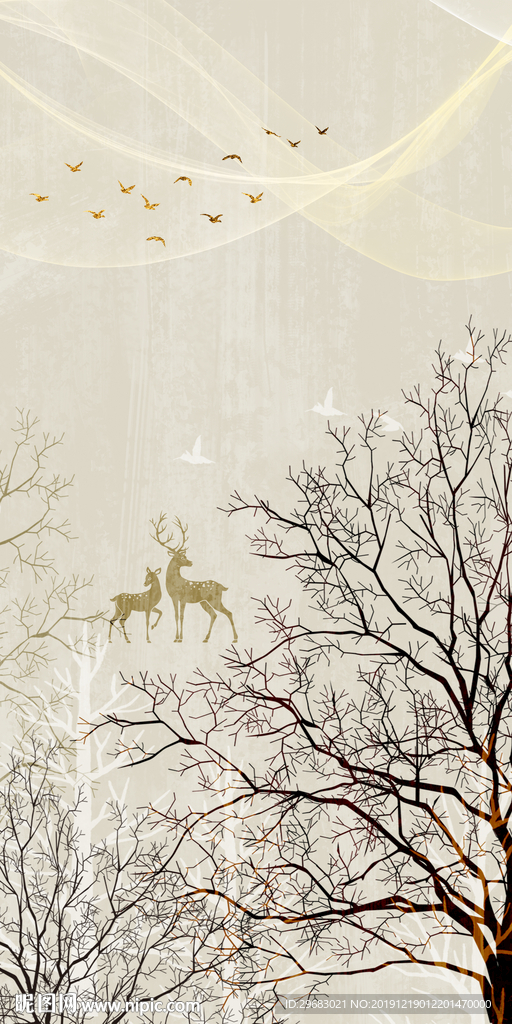 奢华精美玄关画 TIF分层