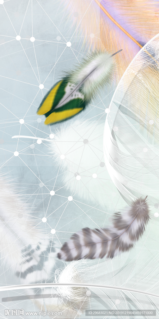 高档羽毛玄关画 TIF分层