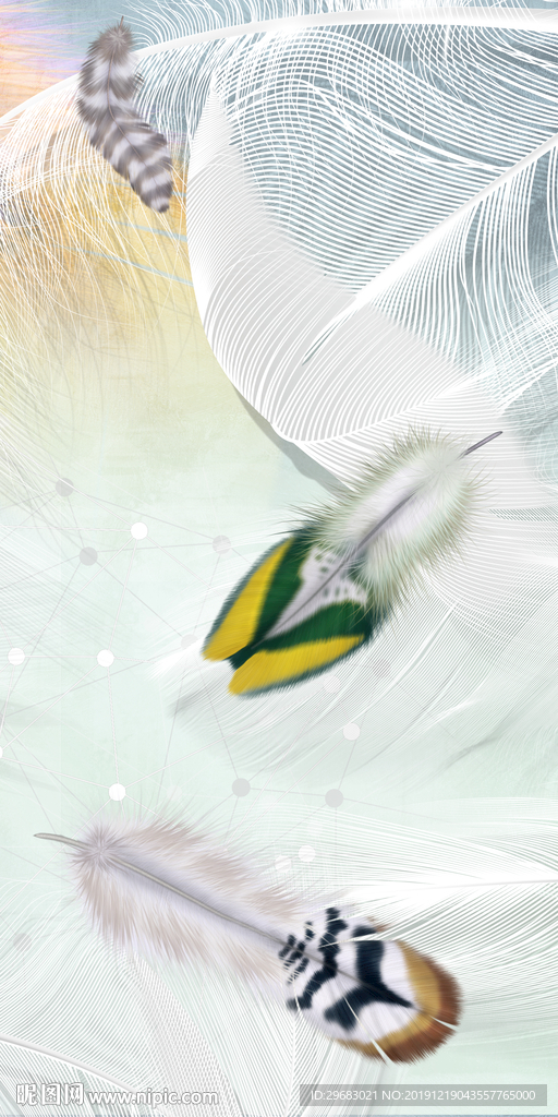 高清羽毛玄关画 TIF分层