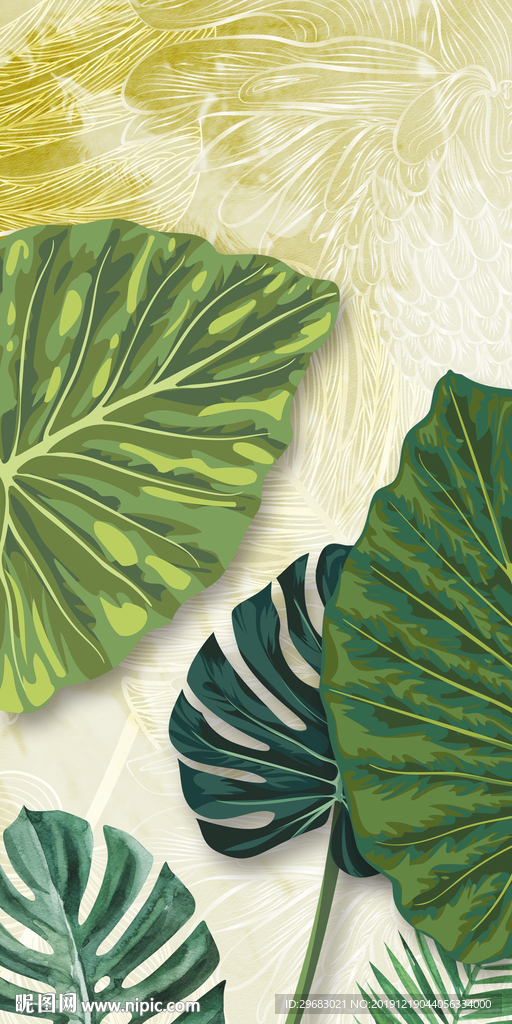 高档绿植玄关画 TIF分层