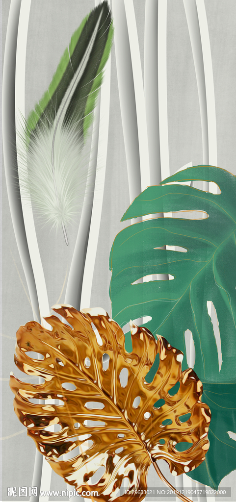 叶子精美玄关画 TIF分层