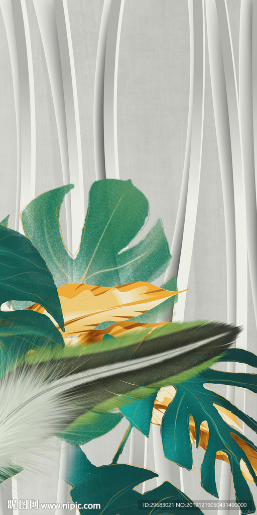 绿叶 精美玄关画 TIF分层