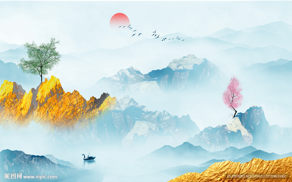 创意山水水墨国画 TIF分层