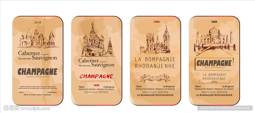 欧式创意酒标复古标贴